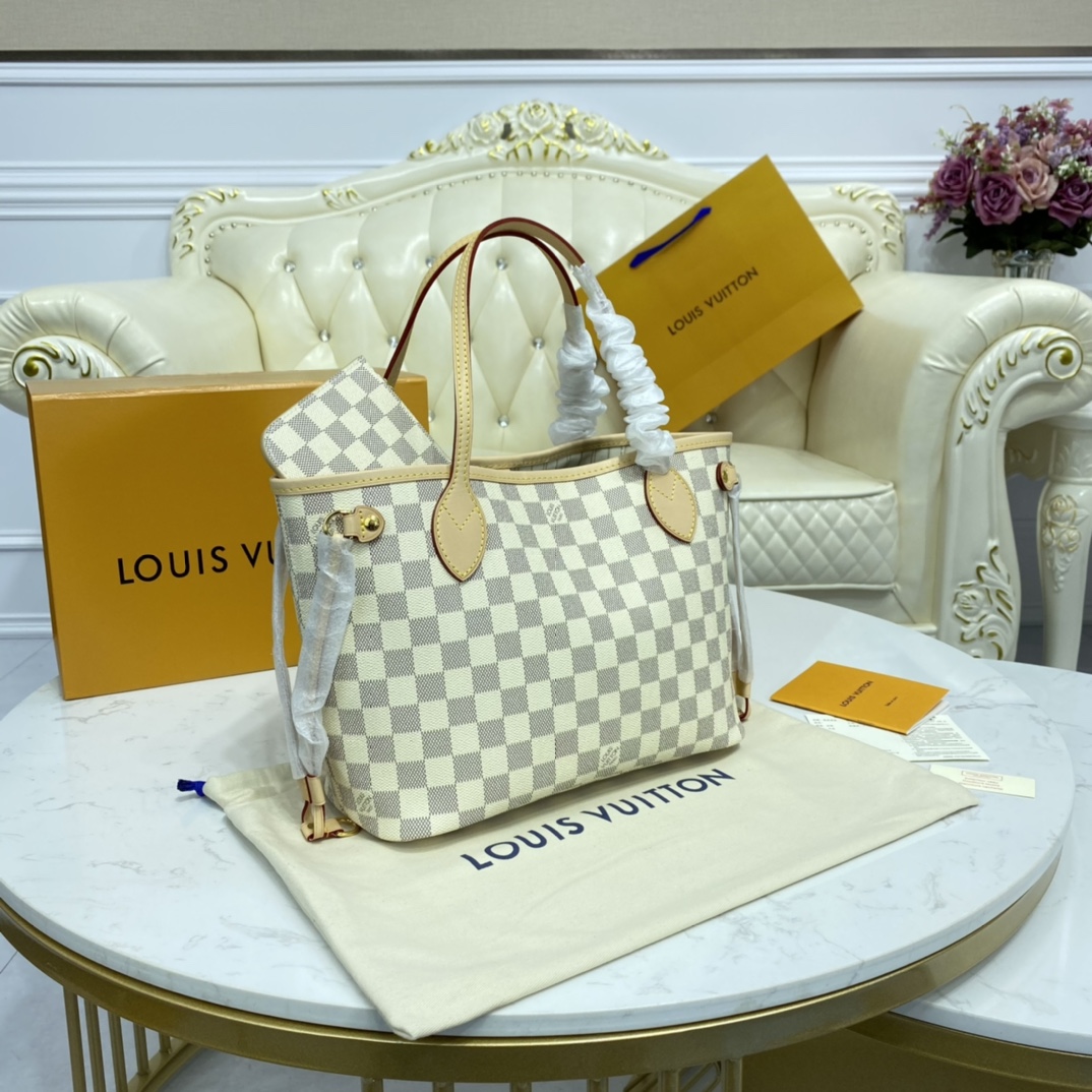 Louis Vuitton NEVERFULL PM Damier Azur Handbag N41362 